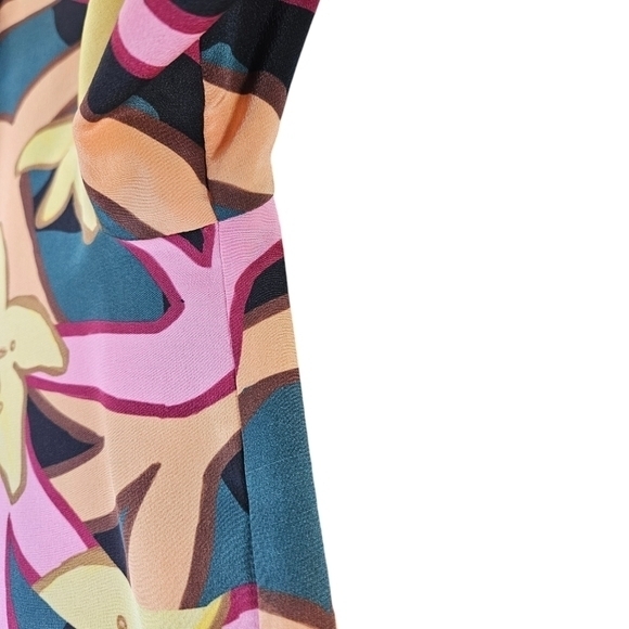 Topshop‎ boutique Karalina York design abstract floral pink silk Blouse size 4 - Picture 8 of 11